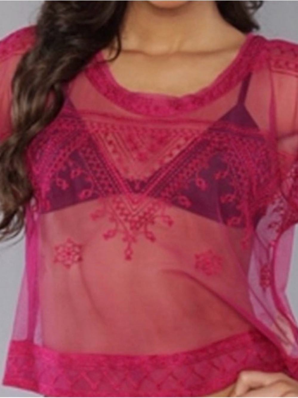 Free People Vicki Embroidered Mesh Top. MAKE ME AN OFFER!